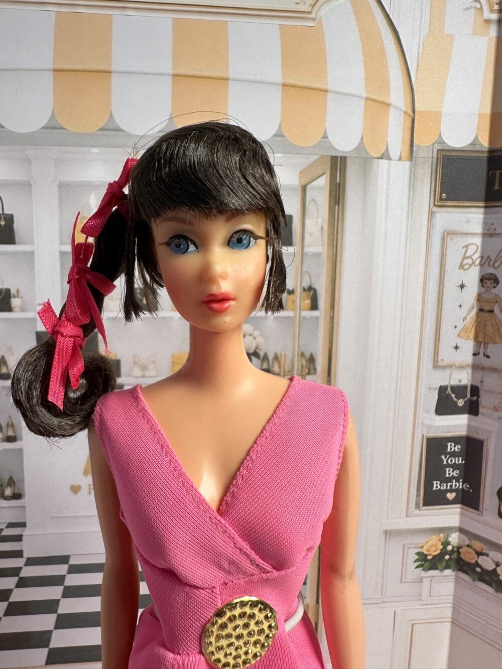 Vintage BARBIE TALKING Doll #1115 Side Ponytail Brunette Hair - Beautiful